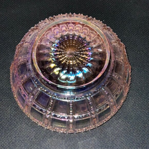VTG Lenox Imperial Glass Pink Iridescent Carnival Beaded Bowl Sawtooth Rim 5.25" - Picture 4 of 9